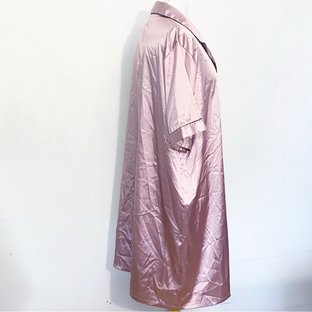 No Brand Elegant Satin Short Sleeve Nightshirt in Rose Pink  Color Button Up 2X - Picture 4 of 8